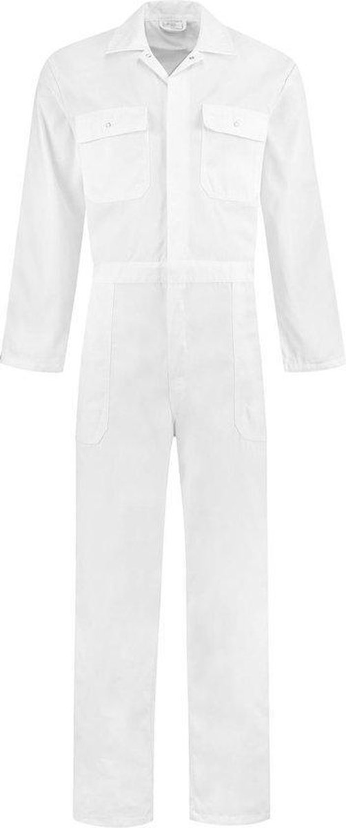 EM Workwear kinderoverall pol/kat Wit met verdekte ritssluiting maat 86