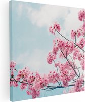 Artaza Canvas Schilderij Roze Bloesemboom - Bloemen - 90x90 - Groot - Foto Op Canvas - Canvas Print