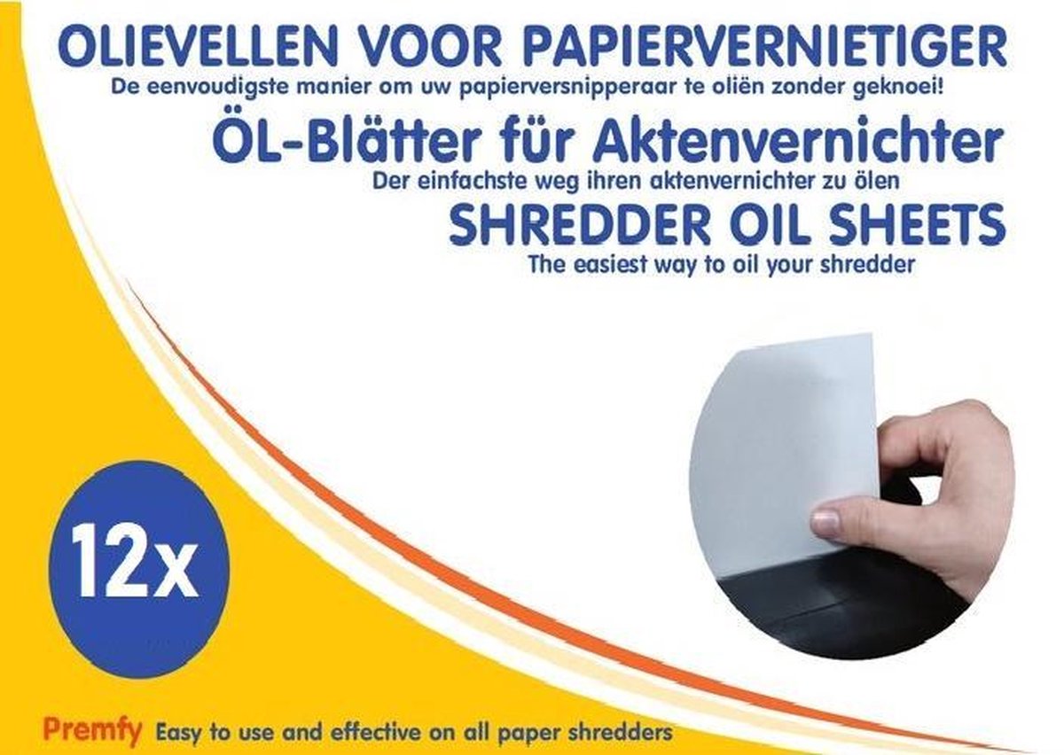 Premfy Olievellen voor papierversnipperaar 12 stuks - Olievellen papiervernietiger - Olie papierversnipperaar - Shredder Oil sheets 12 Pack - Premfy