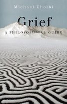 Boek 'Grief: A Philosophical Guide' van Michael Cholbi met een labyrintachtig patroon van zout op een donkere ondergrond, met een besneeuwde heuvel op de achtergrond.