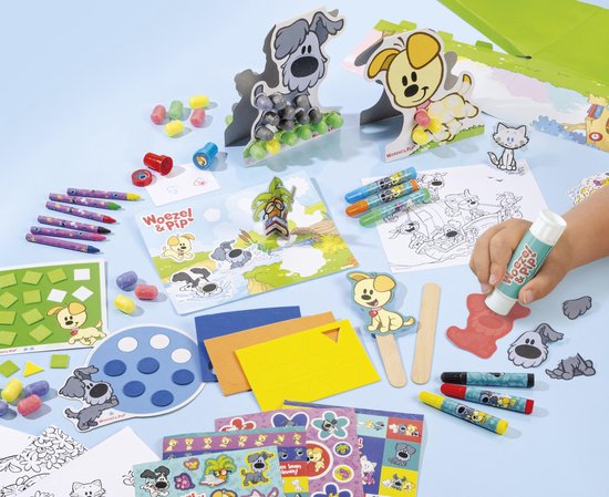 Woezel & Pip XL Knutselkoffer met knutselbenodigheden, creatief speelgoed voor jongens en meisjes - Bambolino Toys - knutselbox - knutselpakket - Bambolino
