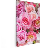 Artaza Canvas Schilderij Roze Rozen Achtergrond - Bloemen - 40x60 - Poster Foto op Canvas - Canvas Print