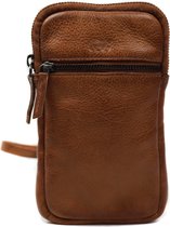 Bear Design Candy Leather Phone Bag - Cognac