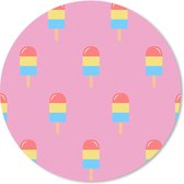Muismat - Mousepad - Rond - IJs - Patronen - Roze - Kleuren - 40x40 cm - Ronde muismat