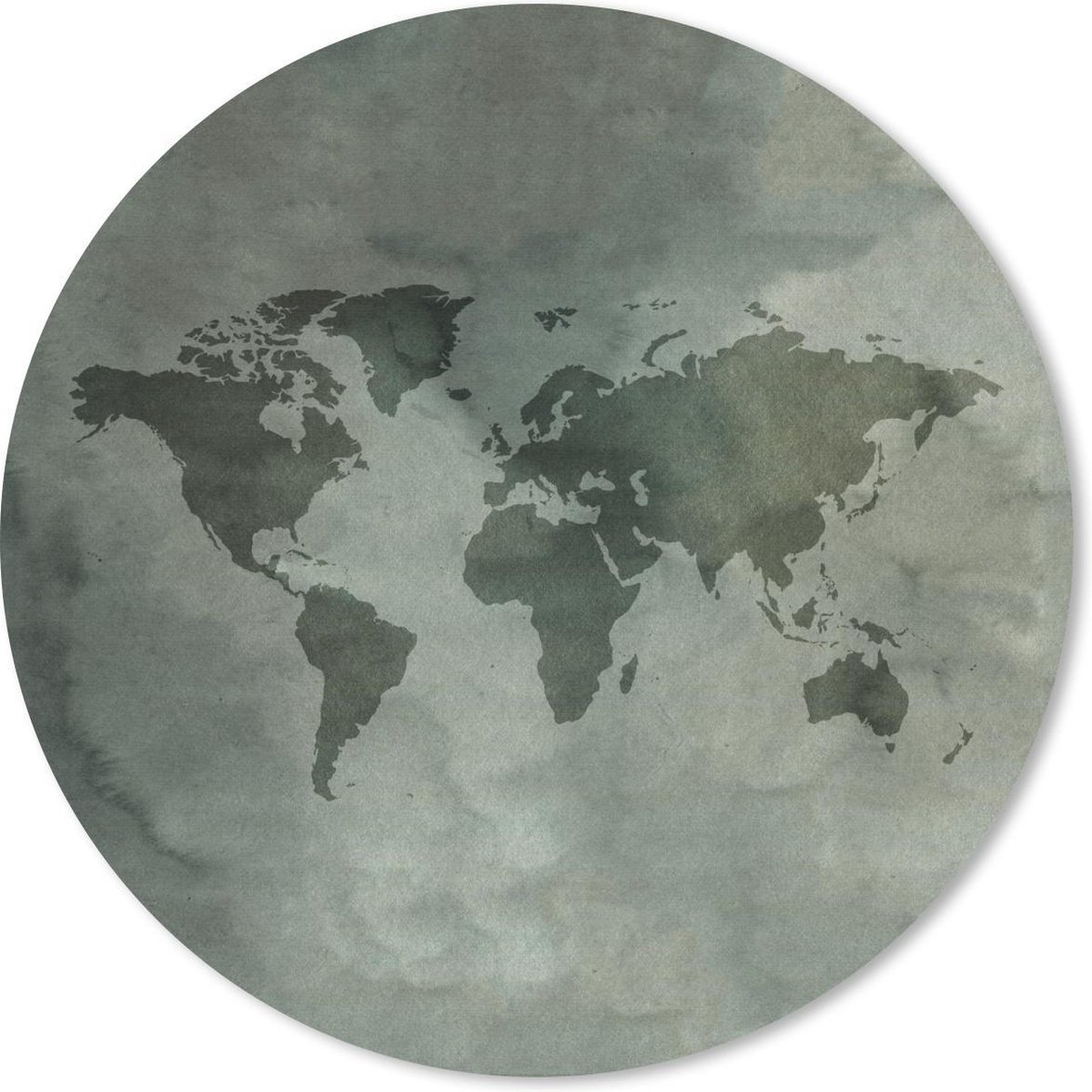 Muismat rond 40x40 cm - Mousepad Wereldkaart - Grijs - Simpel - Ronde muismatten