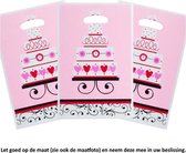 10x Uitdeelzakjes Verjaardags taart - Birthday Cake - Verjaardag - Bruiloft - Marriage - Bruidstaart - 16.5 x 25 cm - Cellofaan Plastic Traktatie Kado Zakjes - Snoepzakjes - Koekzakjes - Koekje - Cookie Bags