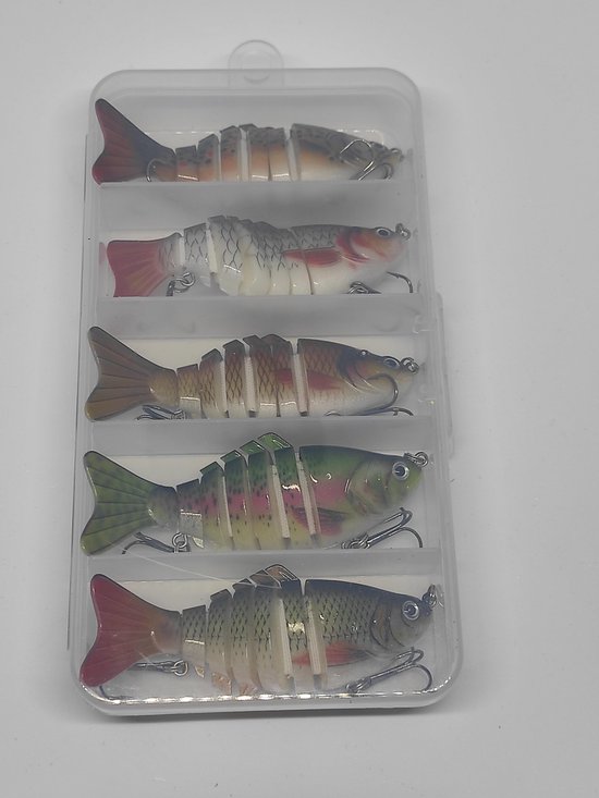 Kunstaas set - 5 Swimbaits - 15 gram - 10 cm - in handige afsluitbare opbergbox — afbeelding 4