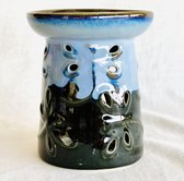 Brûleur à huile bruleur d'arôme Dragonfly 10x11x10cm en céramique noire et bleue pour huile parfumée ou fonte de cire.