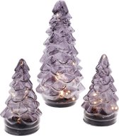 TotallyChristmas | Glass Tree | Glazen boom | Set van 3 | LED Verlichting | Smoke Glas of licht glas