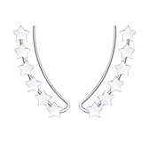 Joy|S - Zilveren ear climbers oorbellen - 6 sterren - gepolijst