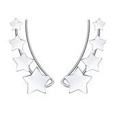 Joy|S - Zilveren ear climbers oorbellen - 4 sterren - gepolijst