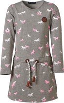 Meisjes jurk Grijs met paarden lange mouwen | Maat 104/ 4Y