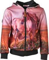 Meisjes vest Zwart/bruin met paarden | Maat 128/ 8Y