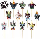 12 cupcake prikkers Lovely Dogs - hond - cupcake - dog - decoratie
