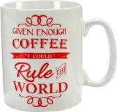 Arte Regal Koffiemok Enough Coffee 500 Ml Porselein Rood/wit