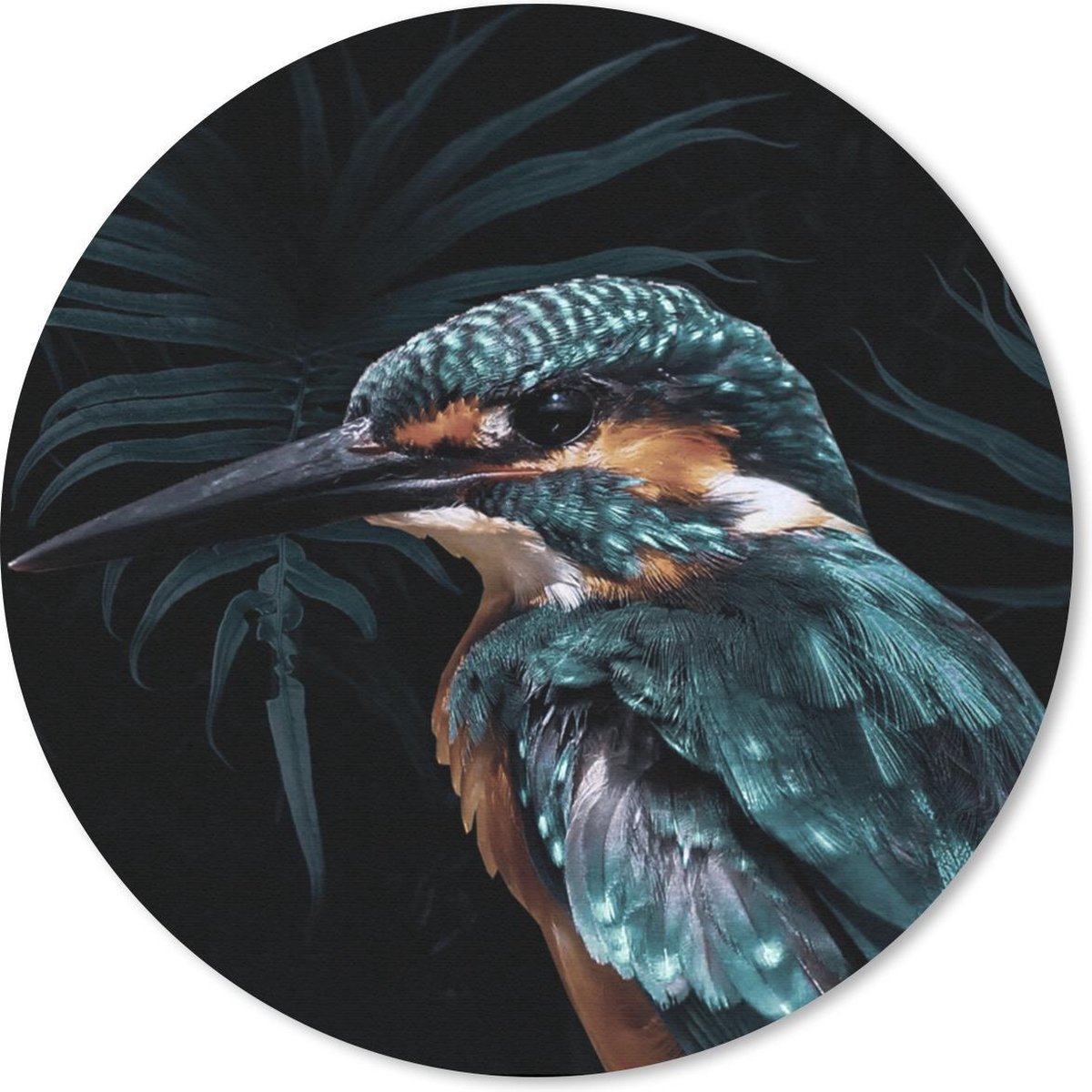 Muismat rond 50x50 cm - Mousepad IJsvogel - Vogel - Groen - Ronde muismatten