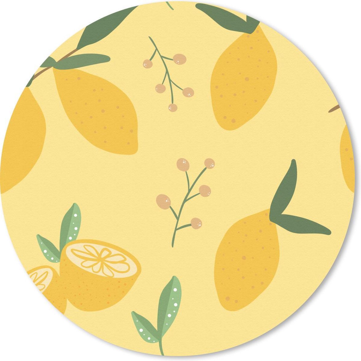 Muismat rond 40x40 cm - Mousepad Citroen - Planten - Bladeren - Patronen - Ronde muismatten