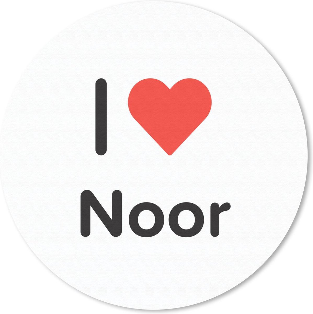Muismat rond 50x50 cm - Mousepad I love - Noor - Meisje - Ronde muismatten