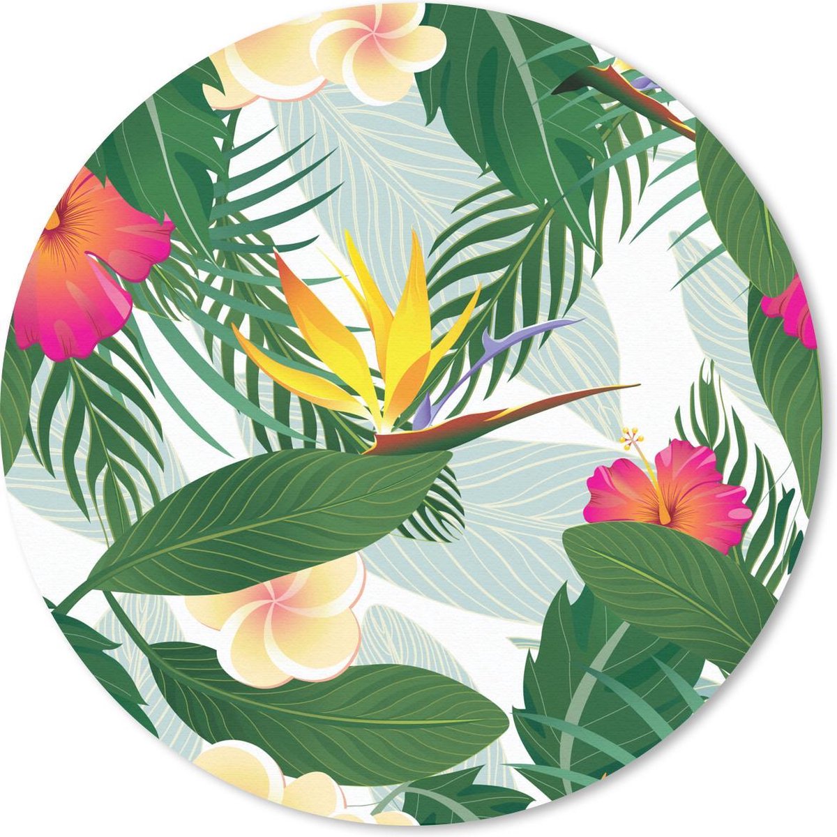 Muismat rond 50x50 cm - Mousepad Een tropische bloemdessin illustratie - Ronde muismatten