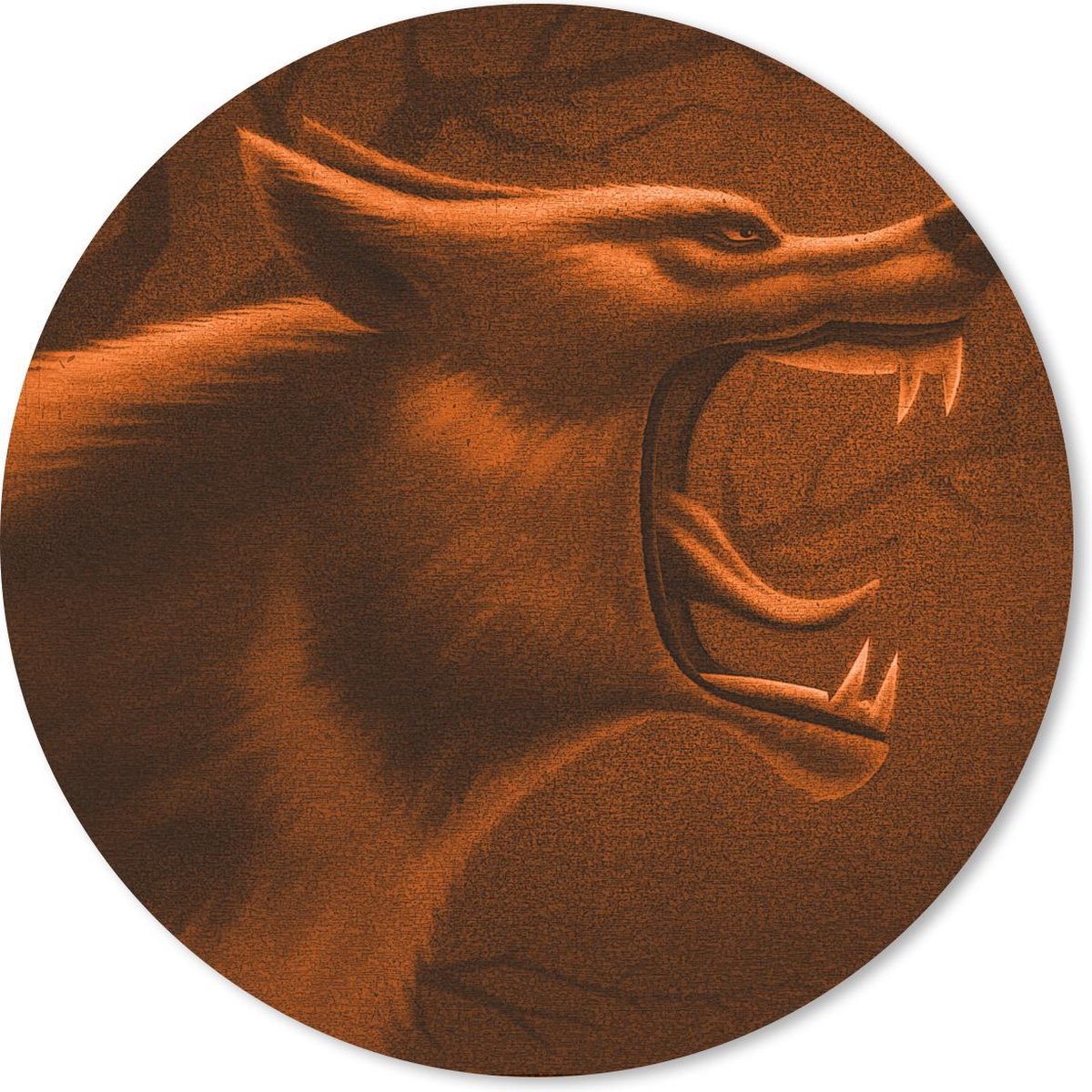 Muismat rond 40x40 cm - Mousepad Wolf - Boos - Roofdier - Ronde muismatten