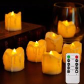 LED-kaarsen met bewegende vlam en afstandsbediening - Set van 6 stuks - Werkend op batterij - Sfeerverlichting binnen - Theelichtjes - Waxinelichtjes - Led Lights