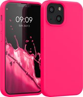 kwmobile telefoonhoesje voor Apple iPhone 13 mini - Hoesje met siliconen coating - Smartphone case in neon roze