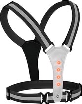 Hardloop verlichting vest | Hardloopvest met verlichting | One-Size | Grijs | Met rode verlichting