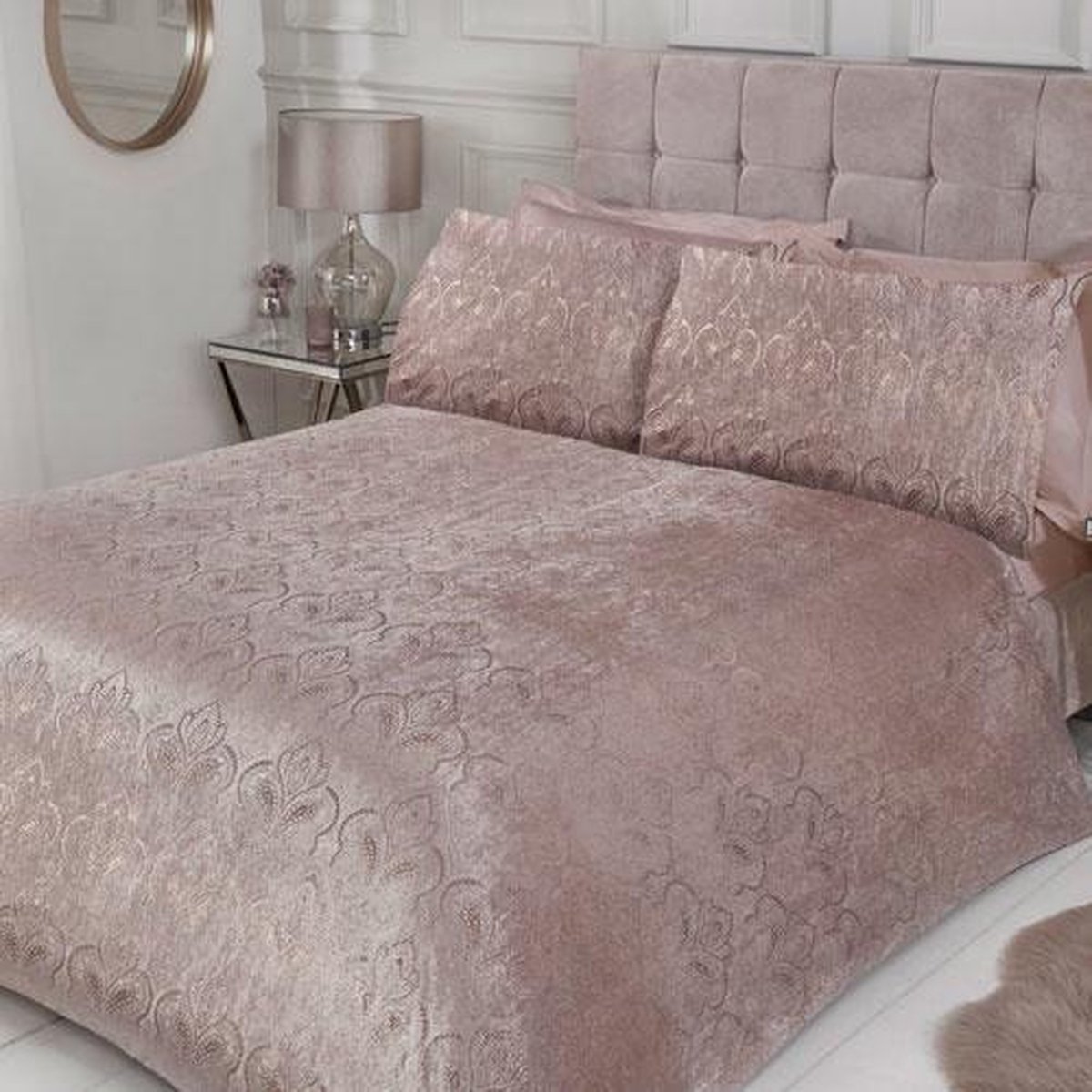 Folie print - paisley - velvet dekbedovertrek - blush 135x200 + 1st. 50x75 - 1-persoons