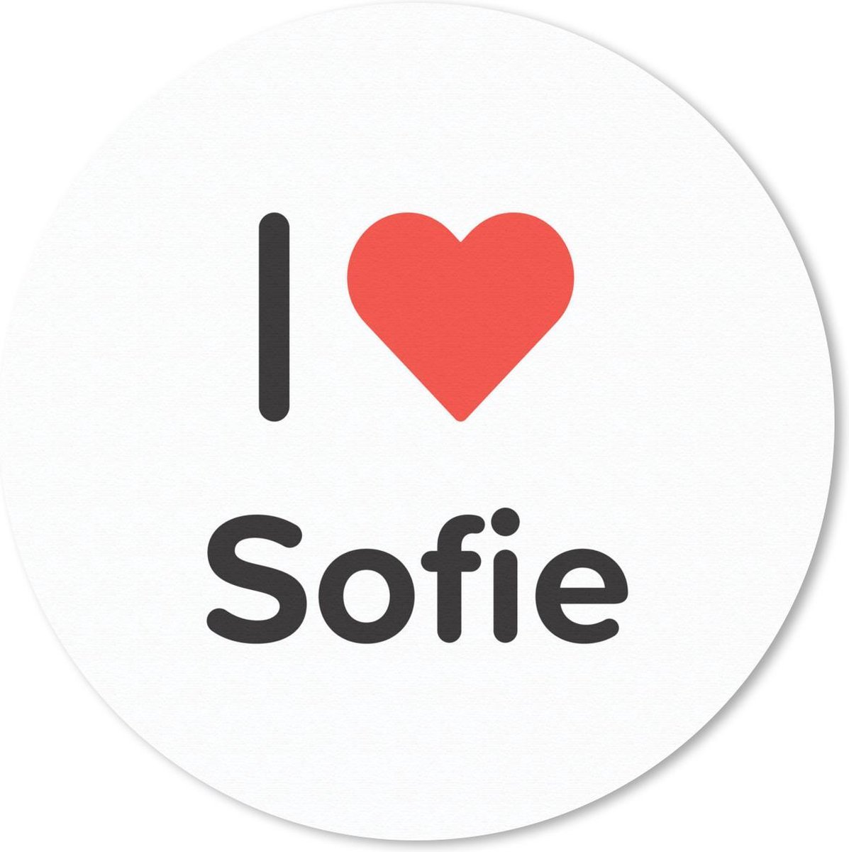 Muismat rond 50x50 cm - Mousepad I love - Sofie - Meisje - Ronde muismatten