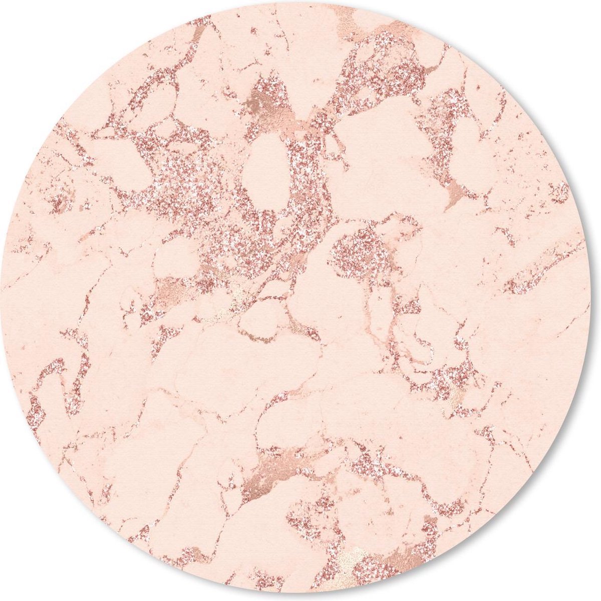 Muismat rond 40x40 cm - Mousepad Marmer - Aderen - Roségoud - Ronde muismatten