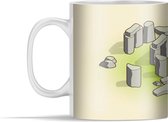 Mok - Stonehenge met een lichtgele achtergrond - 350 ml - Beker