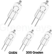 Greenways - Ovenlampje - 20W - G4 - 300 Graden - Halogeenlamp - 12 Volt - Hittebestendig - Burner - Voor in de oven - 20Watt - Steeklampje (5 STUKS)