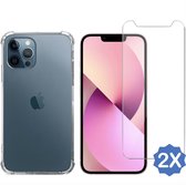 iPhone 13 Pro Max Hoesje - Shockproof Hoesje Transparant + iPhone 13 Pro Max Screenprotector - 2x Beschermglas Screenprotector