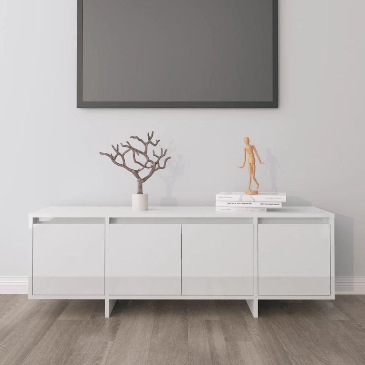 The Living Store TV-meubel - wit hoogglans - 120 x 30 x 40.5 cm - 4 deuren  | bol