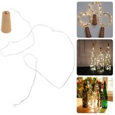 Cheqo® Liège avec 8 lumières LED - Éclairage de bouteille - Transformez votre bouteille de vin vide en un accessoire de maison atmosphérique - Guirlande lumineuse en cuivre de 75 cm - 8 lumières LED Wit chaud - Interrupteur marche-arrêt - Avec piles