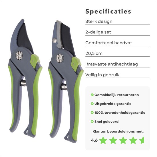 Cheqo® Snoeischaren Set - Snoeiset - Aambeeld Snoeischaar - ILAG® Coating - Koolstofstaal - 2 Stuks van Cheqo — afbeelding 3