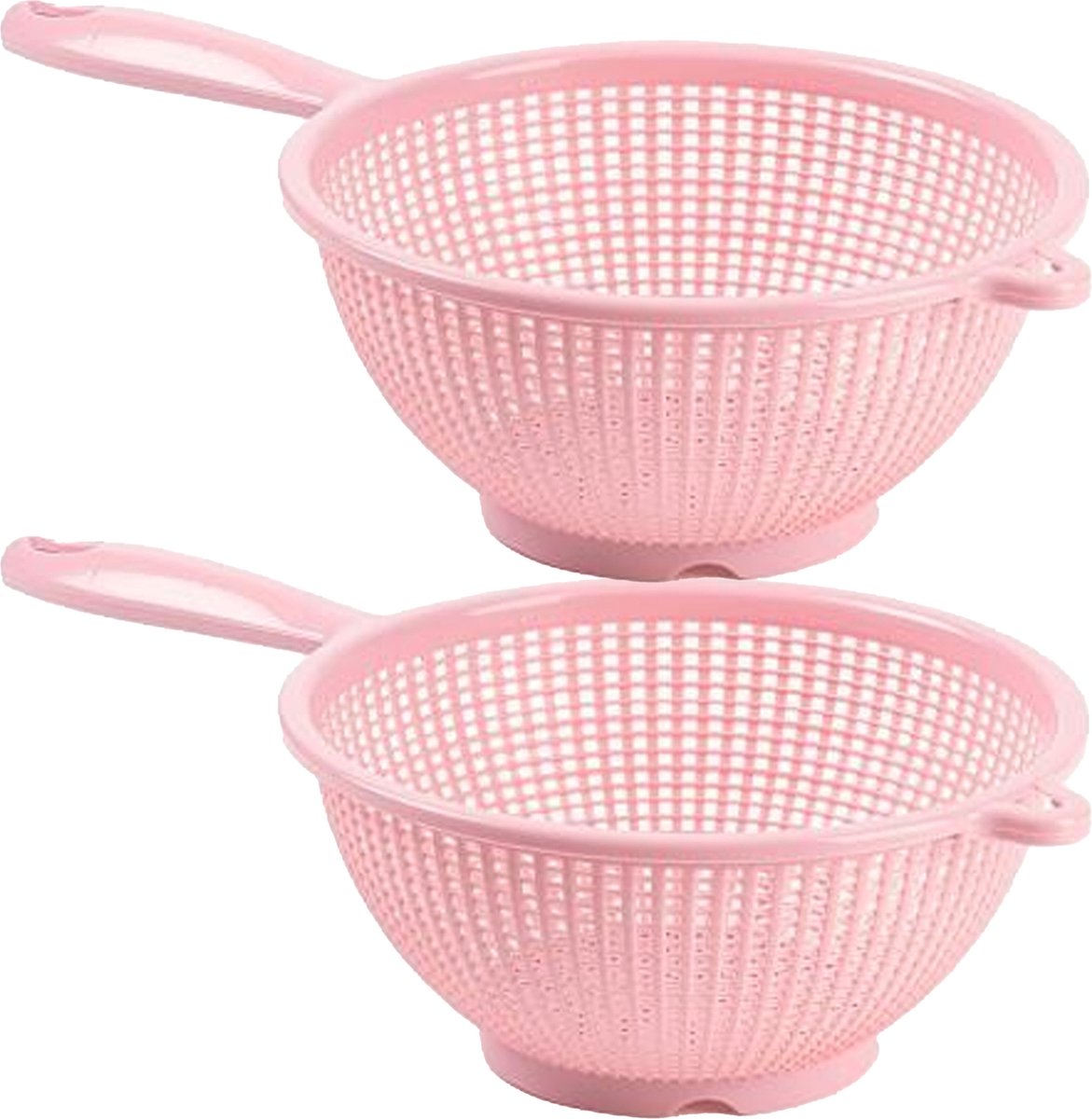 Plasticforte Keuken vergiet/zeef - 2x - kunststof - Dia 24 cm x Hoogte 11 cm - roze