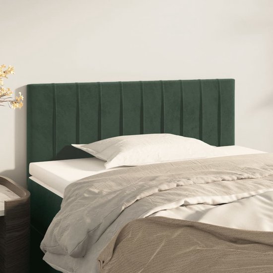 The Living Store Hoofdbord Bed - 90 x 5 x 78/88 cm - Fluwelen stof - Donkergroen
