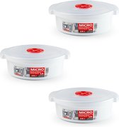 Plastic Forte Magnetronschaal met deksel/ventiel - 3x - 1,5L - wit - kunststof