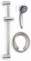 Confortime - Ensemble de douche avec Douchette à main - Barre coulissante 60 cm - Pommeau de douche 8 positions - Flexible 1,5 M