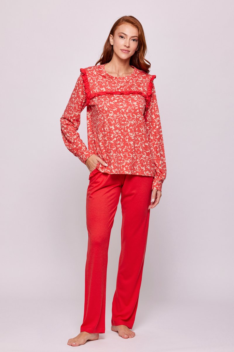 Lords & Lilies pyjama dames - rood - bloemen - 232-50-XPF-S/982