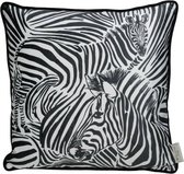 HD Collection - Kussen - Sierkussen - Zebra - Zebraprint - Zwart/wit - Woondecoratie - Dierenprint - Woonaccessoire - 45x45cm - Polyester - Fluweel