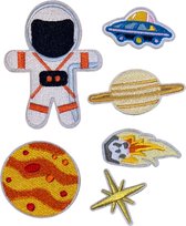 Raket Planeet UFO Astronaut Ster Ruimtevaart Strijk Patch Set 6 Stuk 7.7 cm / 10.3 cm / Multicolor