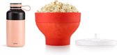 Popcorn Cadeauset Silicone + Thermosfles RVS 300ml