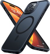 Torras geschikt voor iPhone 15 MagSafe compatibel Shockproof hoesje - Doorzichtig Mat Zwart