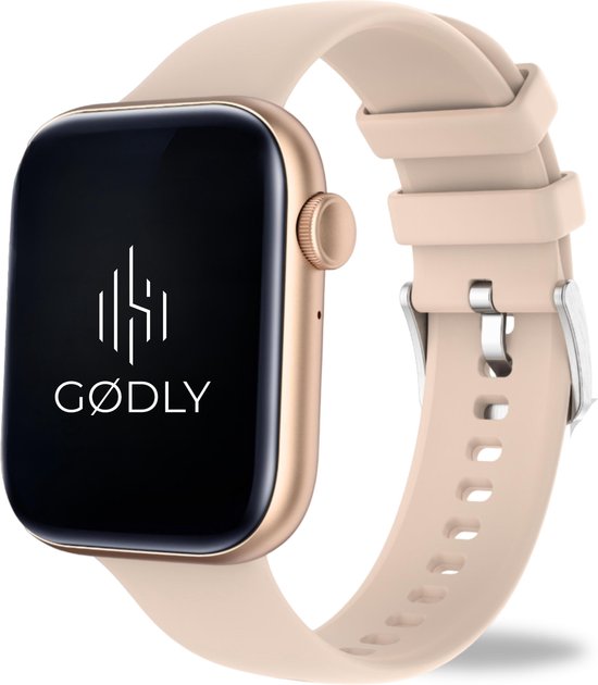 GØDLY® 45 Premium Smartwatch - Smartwatch Dames - Horloge – HD - Stappenteller - Kcal Teller - Slaapmeter - Hartslagmeter - Saturatiemeter - Geschikt voor iOS en Android - Roze