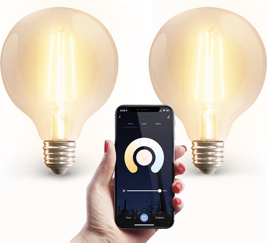 - Smart E27 LED filament lampen - G95 - Wifi & Bluetooth - 806lm - 7 Watt - Warm wit tot koud wit - LED lampen