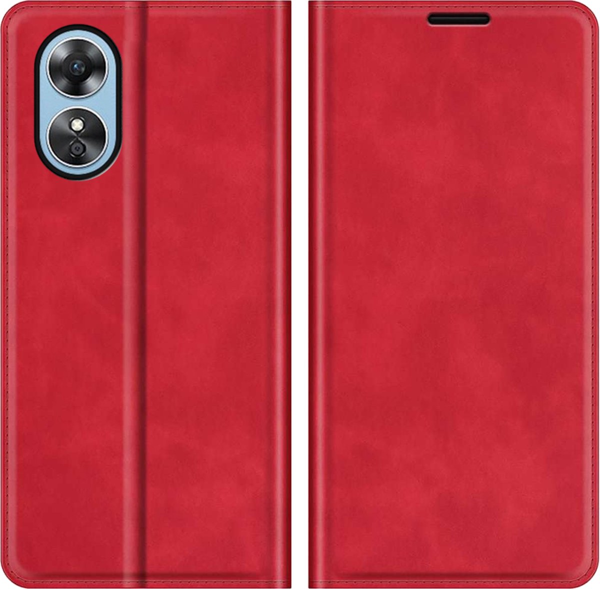 Just in Case hoesje geschikt voor Oppo A17 - Hoesje met Pasjeshouder - Luxe Book Case - Rood