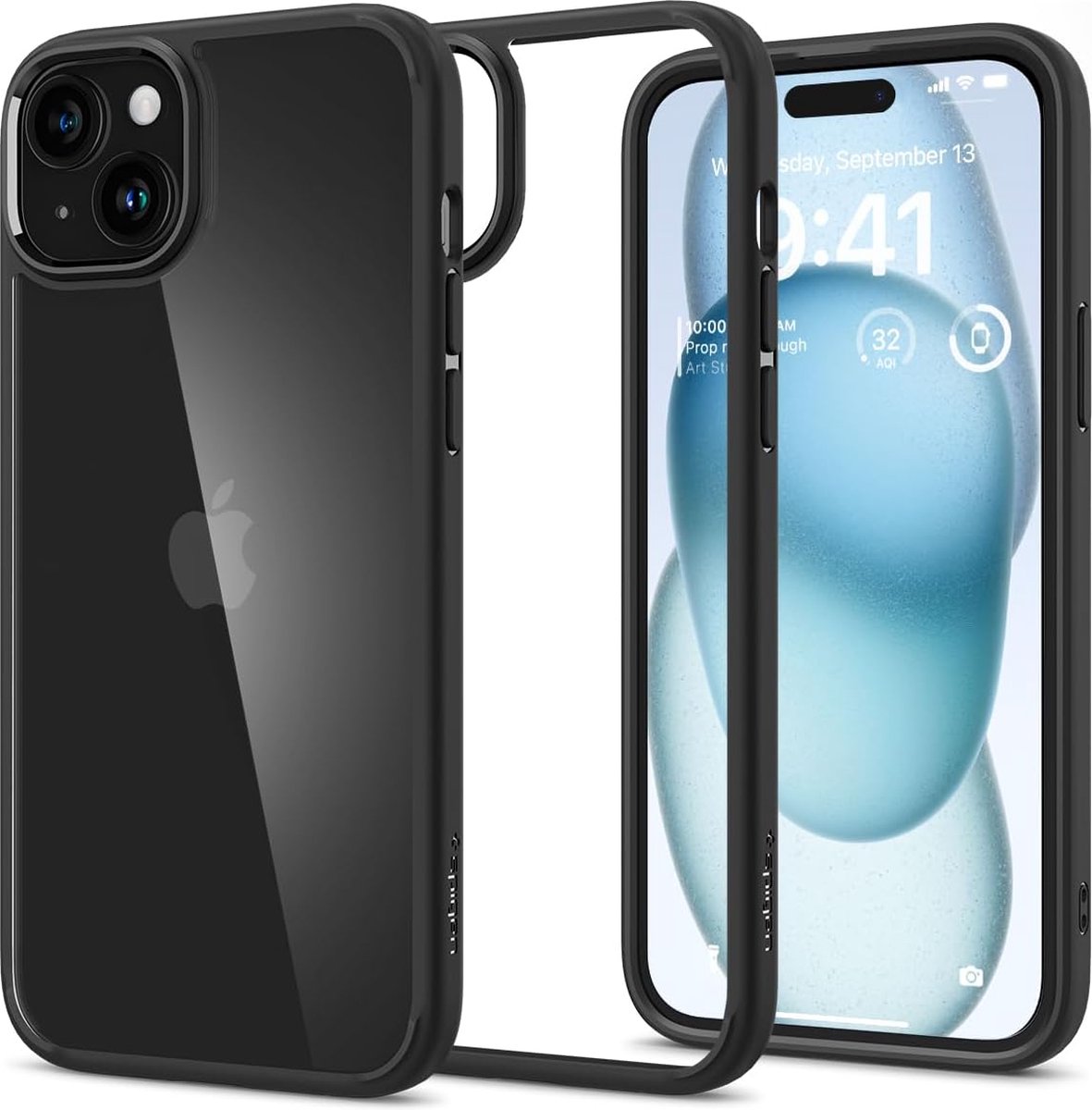 Geschikt voor Spigen Apple iPhone 15 Ultra Hybrid Back Cover Hoesje - Zwart