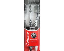 Colgate MaxWhite tandenborstels Charcoal Polishing Star 2 stuks - Houtskool tandanborstel - Zachte tandenborstels - Soft black & white